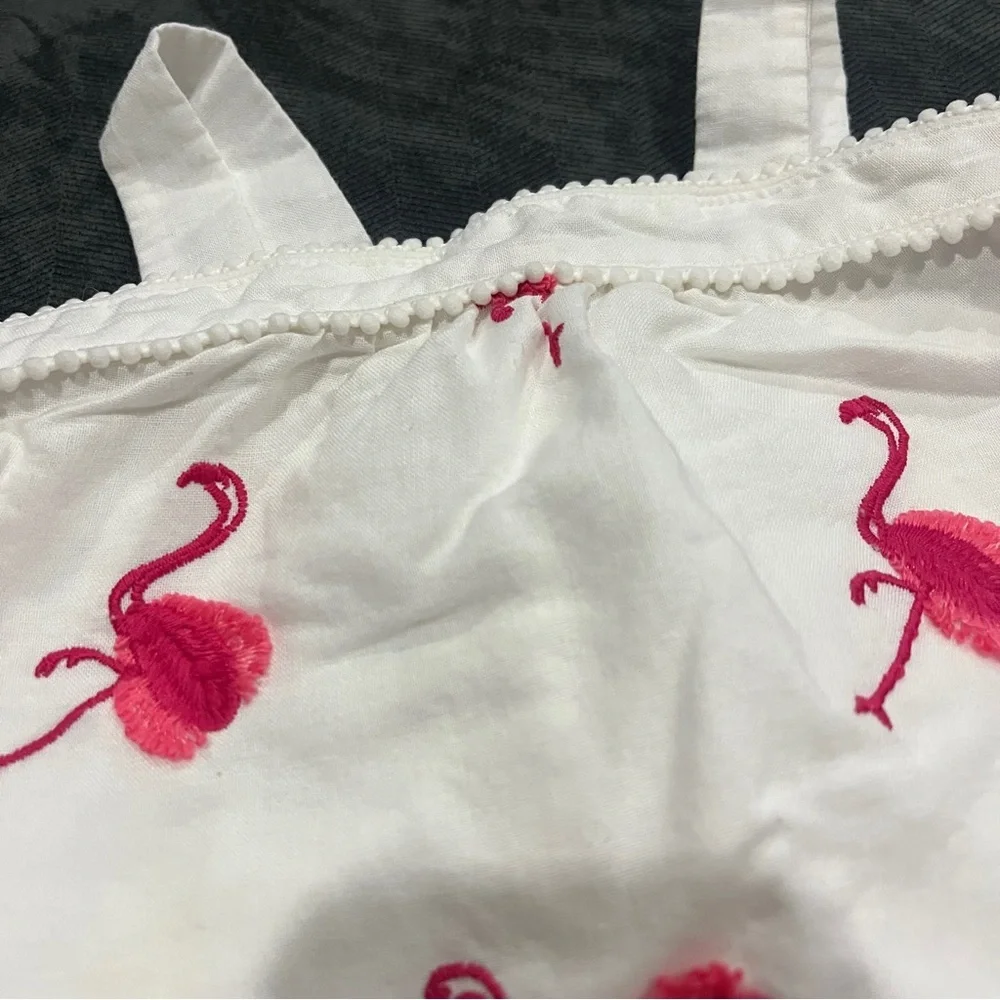 Janie and Jack White Dress with Pink Flamingos